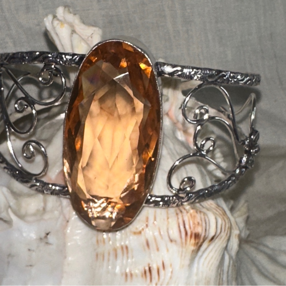 Stunning Peach Topaz handcrafted cuff